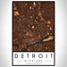 Detroit Michigan Map Print Portrait Orientation in Ember Style With Shaded Background