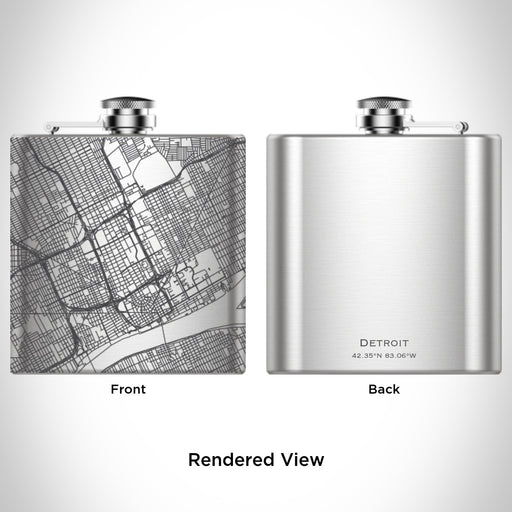 Rendered View of Detroit Michigan Map Engraving on undefined