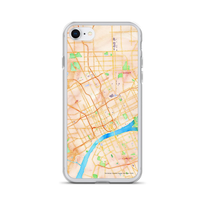 Custom Detroit Michigan Map iPhone SE Phone Case in Watercolor