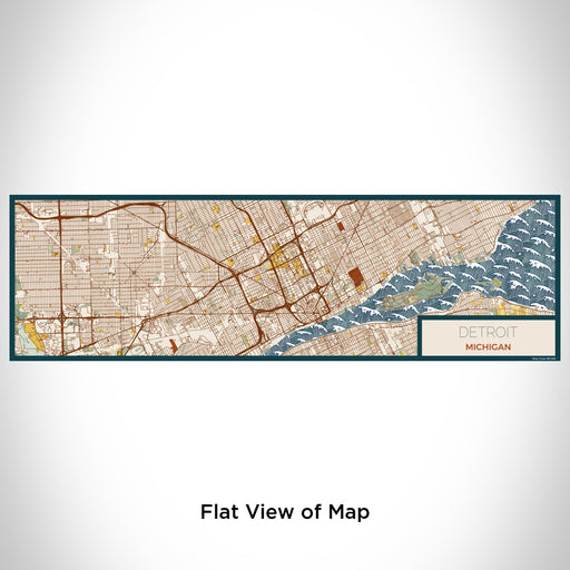 Flat View of Map Custom Detroit Michigan Map Enamel Mug in Woodblock