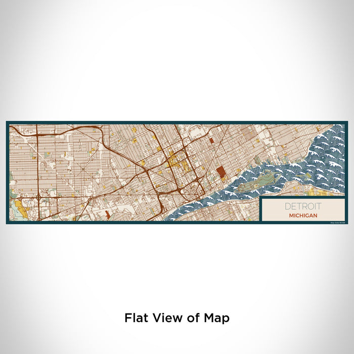 Flat View of Map Custom Detroit Michigan Map Enamel Mug in Woodblock