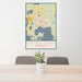 24x36 Detroit Lakes Minnesota Map Print Portrait Orientation in Woodblock Style Behind 2 Chairs Table and Potted Plant