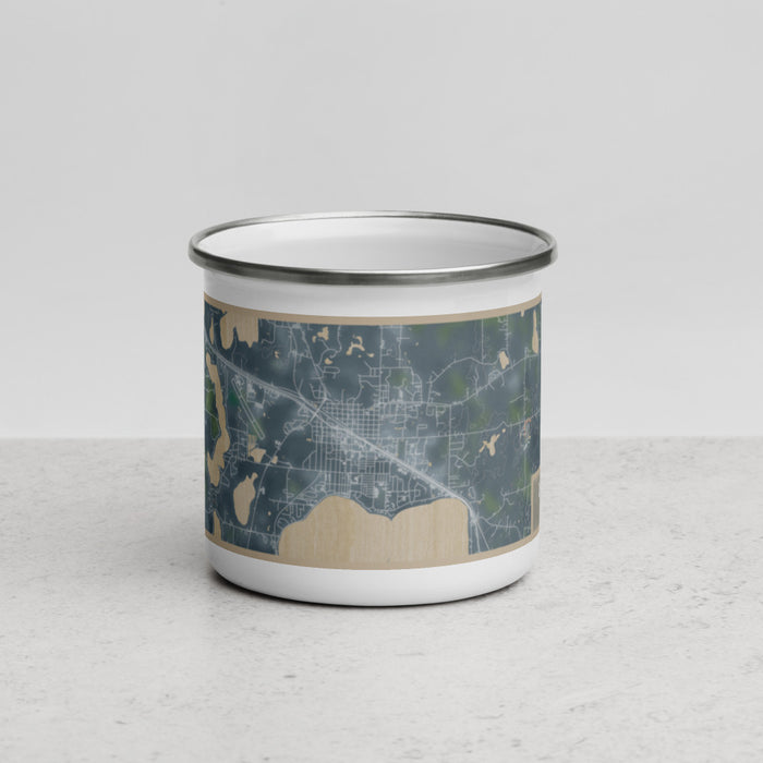 Front View Custom Detroit Lakes Minnesota Map Enamel Mug in Afternoon
