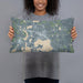 Person holding 20x12 Custom Detroit Lakes Minnesota Map Throw Pillow in Afternoon
