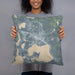 Person holding 18x18 Custom Detroit Lakes Minnesota Map Throw Pillow in Afternoon