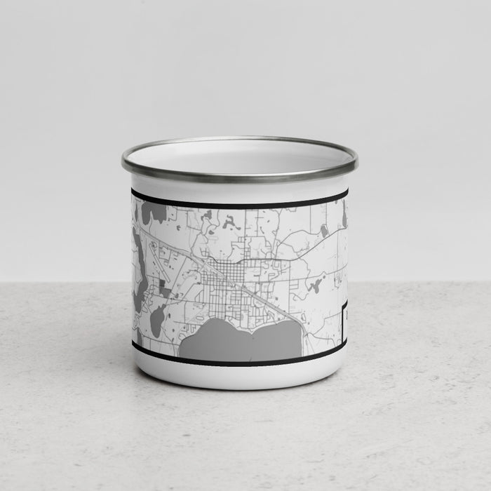 Front View Custom Detroit Lakes Minnesota Map Enamel Mug in Classic