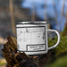 Right View Custom Detroit Lakes Minnesota Map Enamel Mug in Classic on Grass With Trees in Background