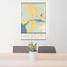 24x36 Dexter New York Map Print Portrait Orientation in Woodblock Style Behind 2 Chairs Table and Potted Plant