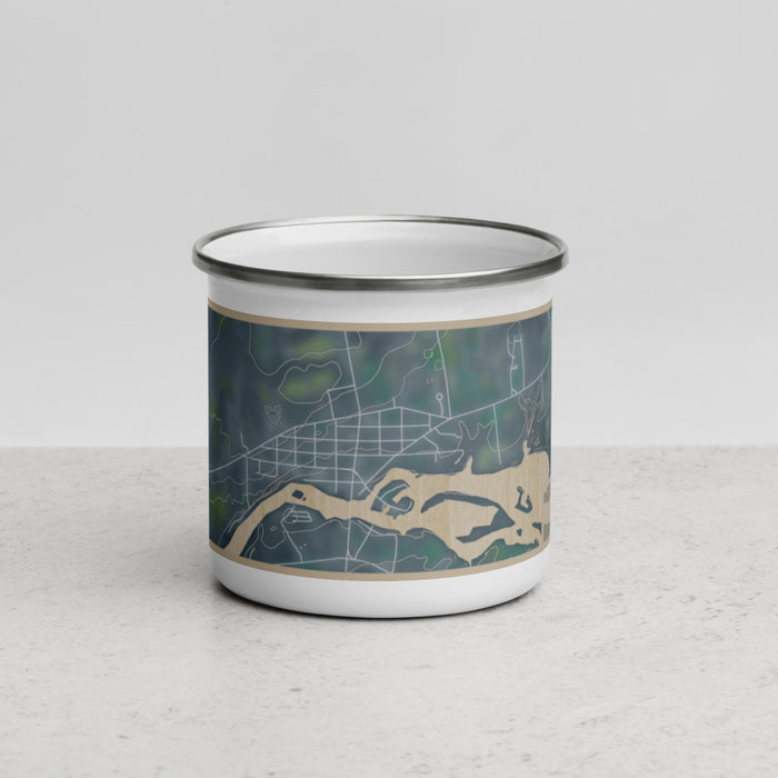 Front View Custom Dexter New York Map Enamel Mug in Afternoon