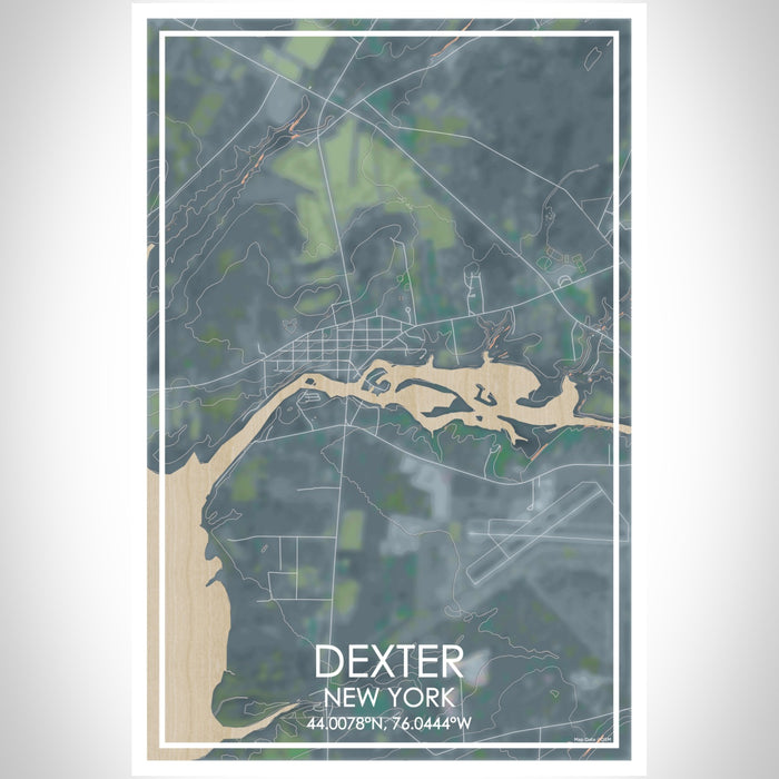 Dexter New York Map Print Portrait Orientation in Afternoon Style With Shaded Background