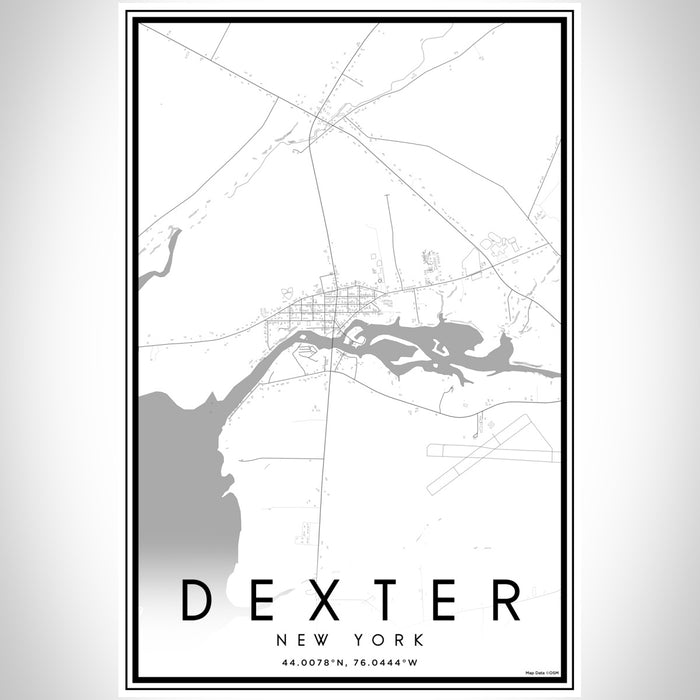 Dexter New York Map Print Portrait Orientation in Classic Style With Shaded Background