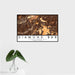 16x24 Diamond Bar California Map Print Landscape Orientation in Ember Style With Tropical Plant Leaves in Water