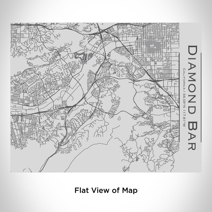 Rendered View of Diamond Bar California Map Engraving on 20oz Stainless Steel Insulated Bottle with Bamboo Top