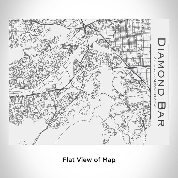 Rendered View of Diamond Bar California Map Engraving on 20oz Stainless Steel Insulated Bottle with Bamboo Top in White