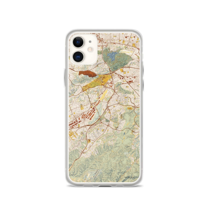 Custom iPhone 11 Diamond Bar California Map Phone Case in Woodblock