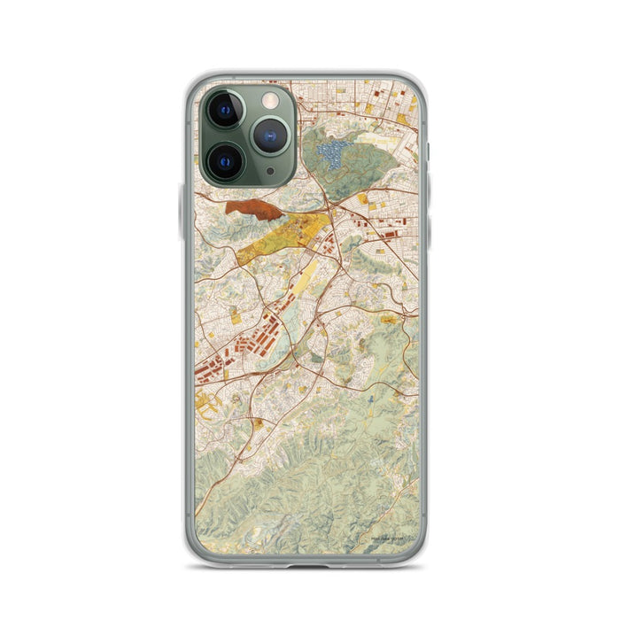 Custom iPhone 11 Pro Diamond Bar California Map Phone Case in Woodblock