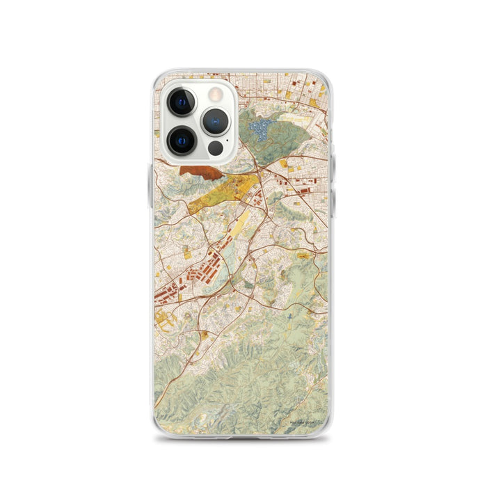 Custom iPhone 12 Pro Diamond Bar California Map Phone Case in Woodblock