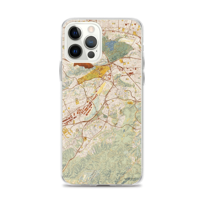 Custom iPhone 12 Pro Max Diamond Bar California Map Phone Case in Woodblock
