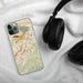 Custom Diamond Bar California Map Phone Case in Woodblock on Table with Black Headphones
