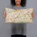 Person holding 20x12 Custom Diamond Bar California Map Throw Pillow in Woodblock