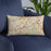 Custom Diamond Bar California Map Throw Pillow in Woodblock on Blue Colored Chair