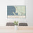 24x36 Dillon Beach California Map Print Lanscape Orientation in Woodblock Style Behind 2 Chairs Table and Potted Plant