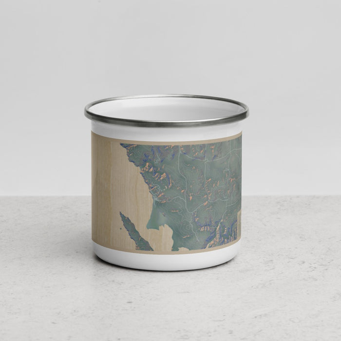 Front View Custom Dillon Beach California Map Enamel Mug in Afternoon