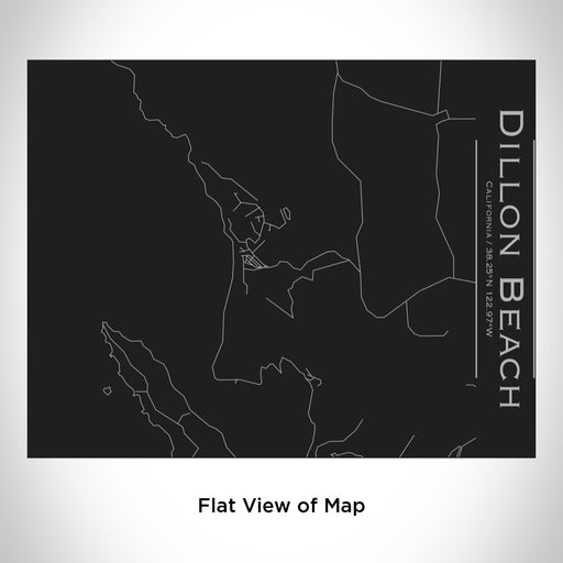 Rendered View of Dillon Beach California Map Engraving on 20oz Stainless Steel Insulated Bottle with Bamboo Top in Black