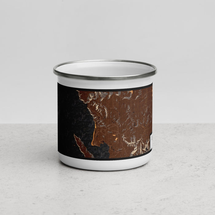 Front View Custom Dillon Beach California Map Enamel Mug in Ember