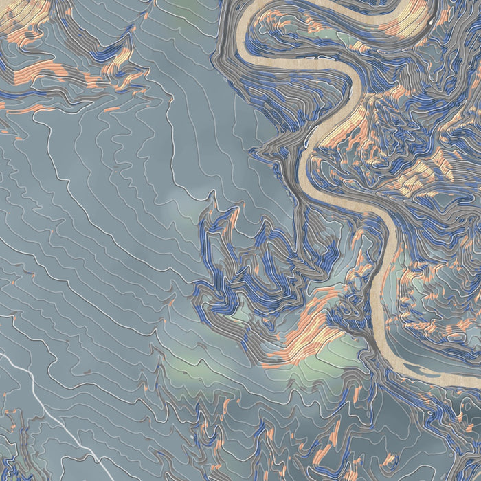 Dinosaur National Monument Map Print in Afternoon Style Zoomed In Close Up Showing Details
