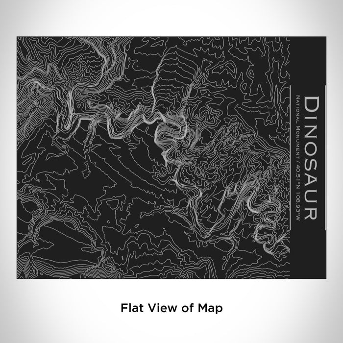 Rendered View of Dinosaur National Monument Map Engraving on 20oz Stainless Steel Insulated Bottle with Bamboo Top in Black