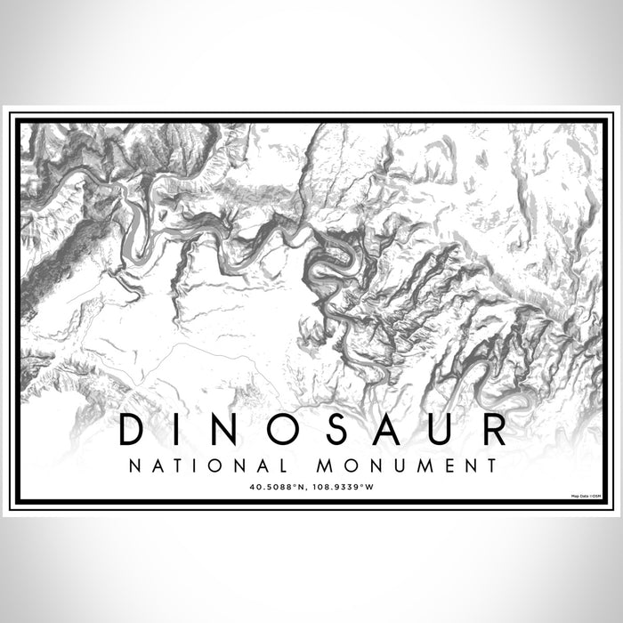 Dinosaur National Monument Map Print Landscape Orientation in Classic Style With Shaded Background