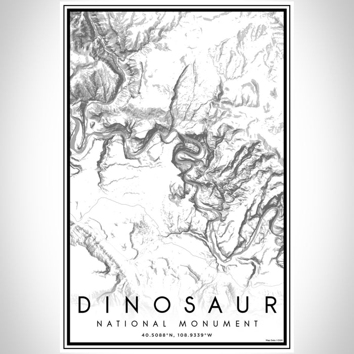 Dinosaur National Monument Map Print Portrait Orientation in Classic Style With Shaded Background