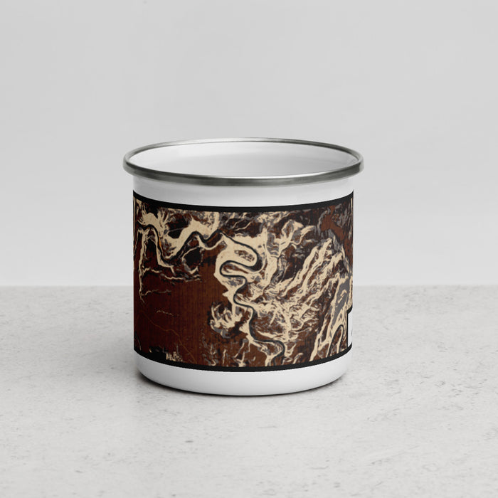 Front View Custom Dinosaur National Monument Map Enamel Mug in Ember
