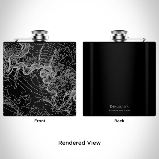 Rendered View of Dinosaur National Monument Map Engraving on 6oz Stainless Steel Flask in Black