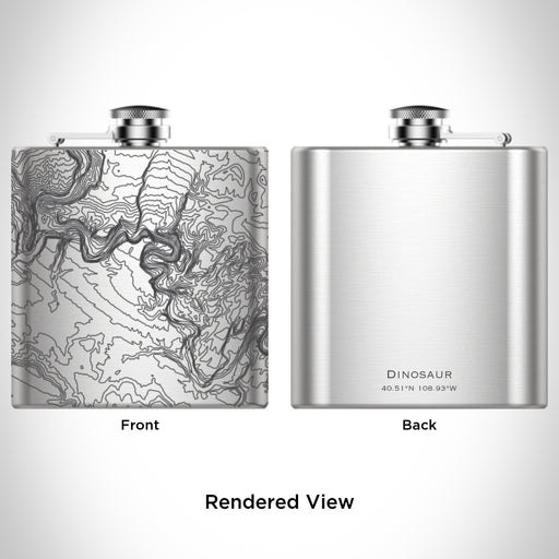 Rendered View of Dinosaur National Monument Map Engraving on 6oz Stainless Steel Flask
