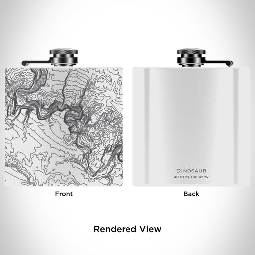 Rendered View of Dinosaur National Monument Map Engraving on 6oz Stainless Steel Flask in White
