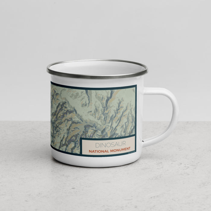 Right View Custom Dinosaur National Monument Map Enamel Mug in Woodblock
