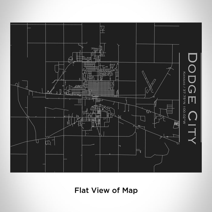 Rendered View of Dodge City Kansas Map Engraving on 20oz Stainless Steel Insulated Bottle with Bamboo Top in Black
