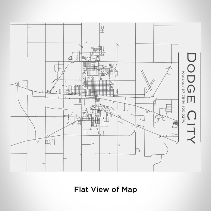 Rendered View of Dodge City Kansas Map Engraving on 20oz Stainless Steel Insulated Bottle with Bamboo Top in White