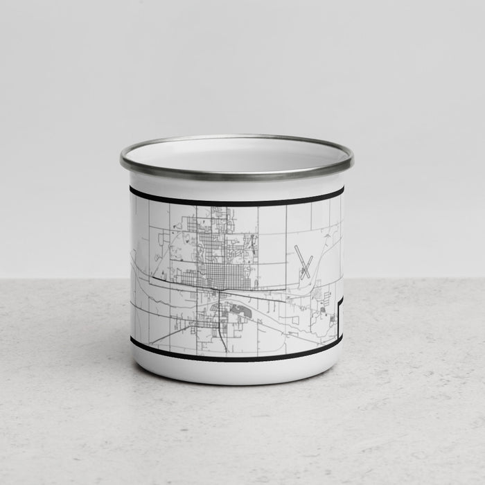 Front View Custom Dodge City Kansas Map Enamel Mug in Classic