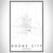 Dodge City Kansas Map Print Portrait Orientation in Classic Style With Shaded Background