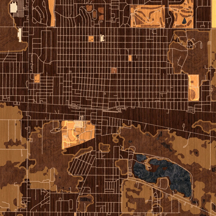 Dodge City Kansas Map Print in Ember Style Zoomed In Close Up Showing Details