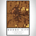 Dodge City Kansas Map Print Portrait Orientation in Ember Style With Shaded Background