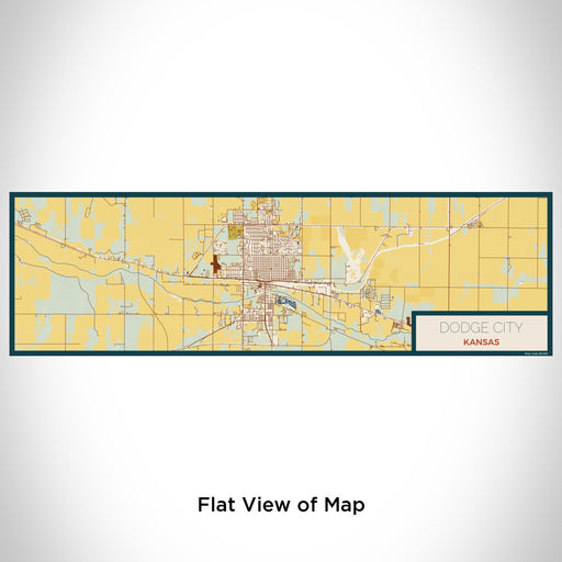 Flat View of Map Custom Dodge City Kansas Map Enamel Mug in Woodblock