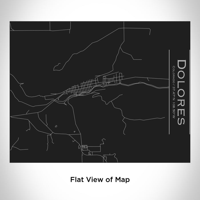 Rendered View of Dolores Colorado Map Engraving on 20oz Stainless Steel Insulated Bottle with Bamboo Top in Black