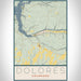 Dolores Colorado Map Print Portrait Orientation in Woodblock Style With Shaded Background