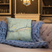 Custom Dolores Colorado Map Throw Pillow in Woodblock on Cream Colored Couch