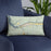 Custom Dolores Colorado Map Throw Pillow in Woodblock on Blue Colored Chair