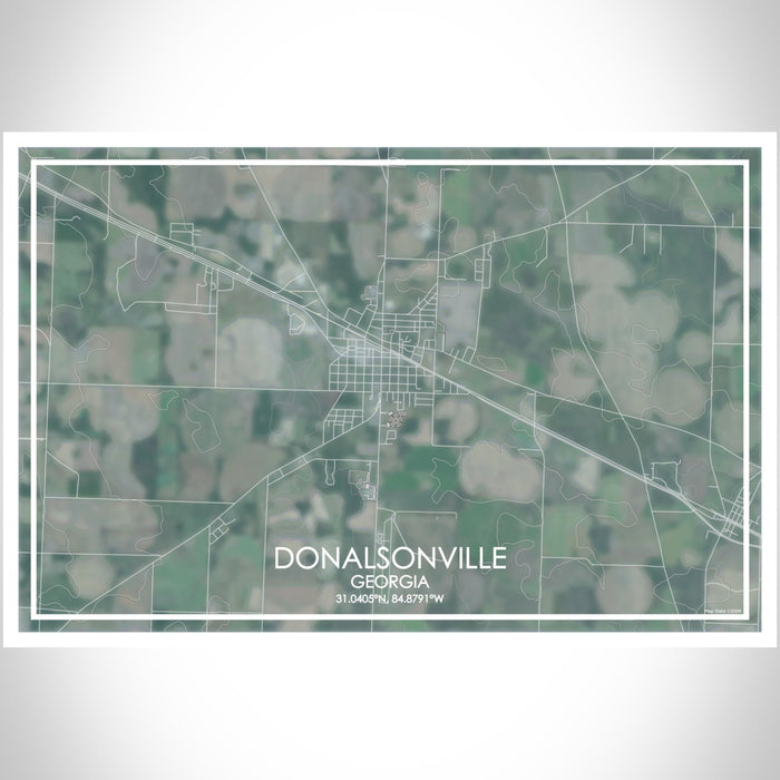 Donalsonville Georgia Map Print Landscape Orientation in Afternoon Style With Shaded Background
